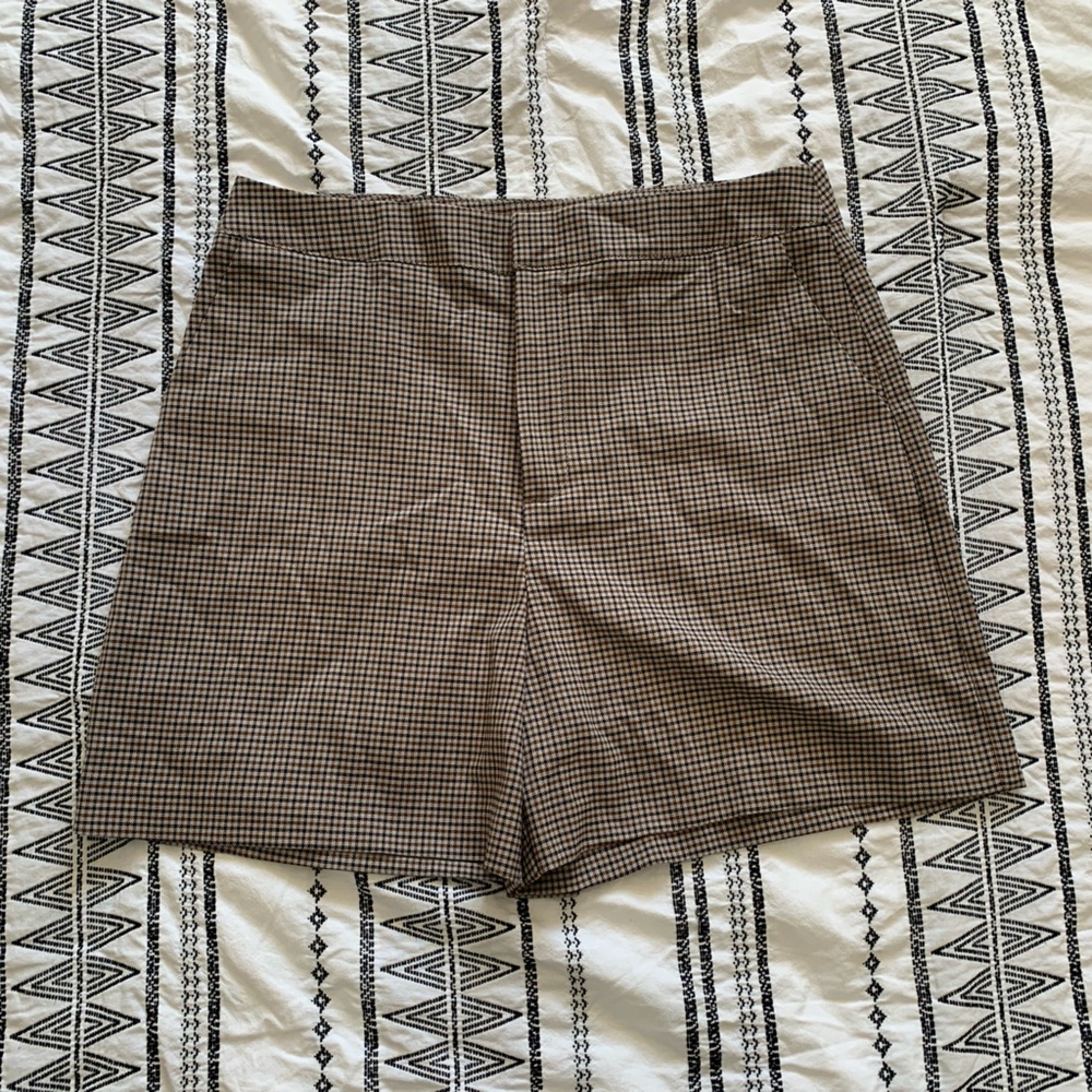 Versona | Brown Checkered High-Waisted Dress Shorts Size 12